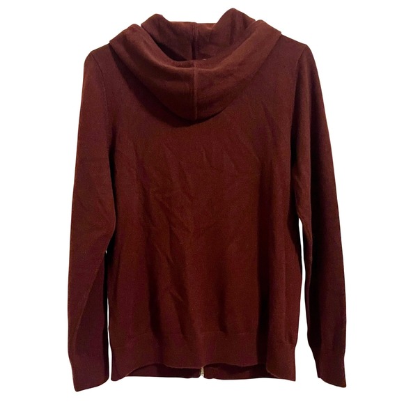 Quince 100% Mongolian Cashmere Zip Hoodie Burgundy M NWT - Picture 5 of 6